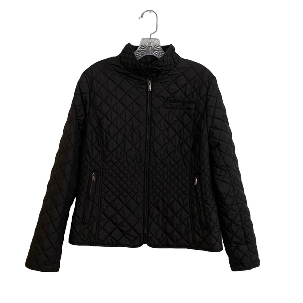 Quilted Black Jacket with Stand Collar - Women